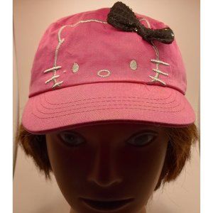 Hello Kitty painters Hat Cap Pink Sequin black bow Teen Girls Sanrio Mid 60 VTG